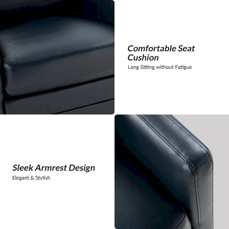 Transitional Swivel Faux Leather Barrel Chair with Metal Base Set of 2