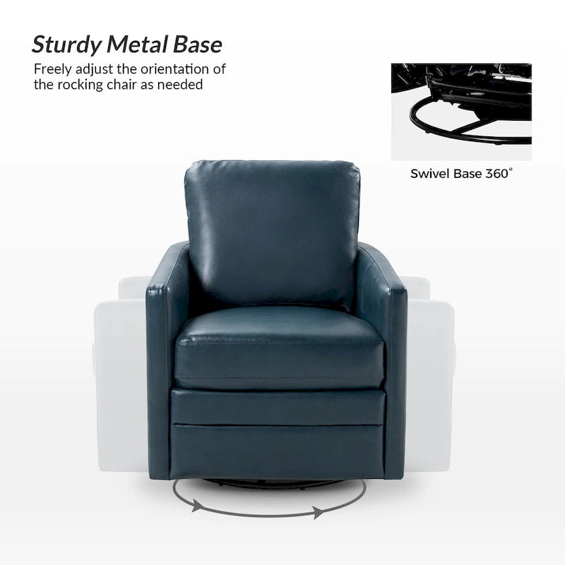 Transitional Swivel Faux Leather Barrel Chair with Metal Base Set of 2