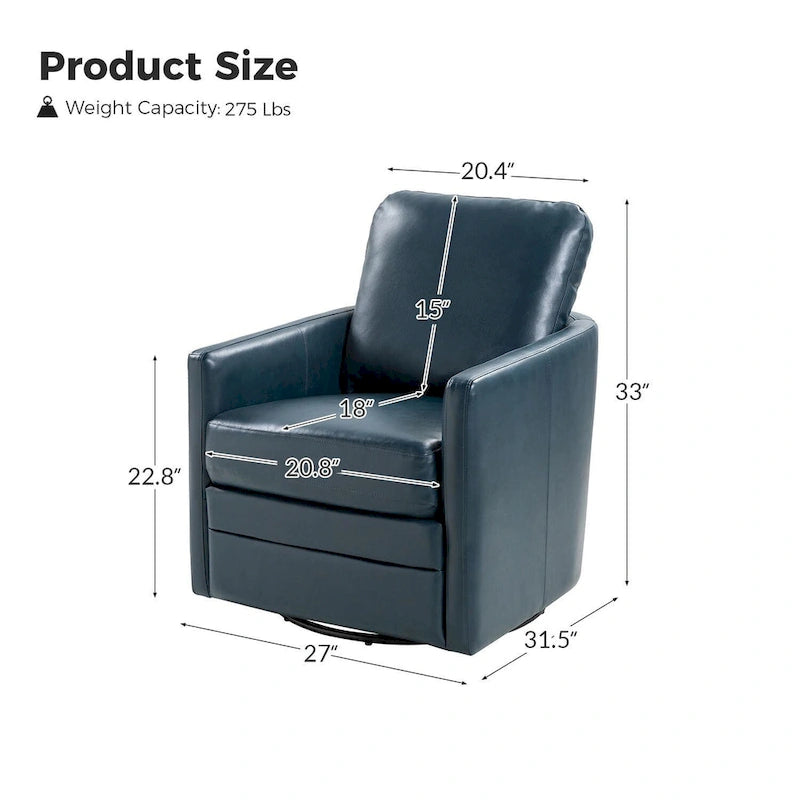 Transitional Swivel Faux Leather Barrel Chair with Metal Base Set of 2