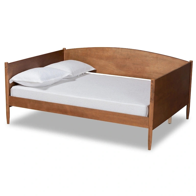 Mid-Century Modern Ash Walnut Finished Wood Full Size Daybed