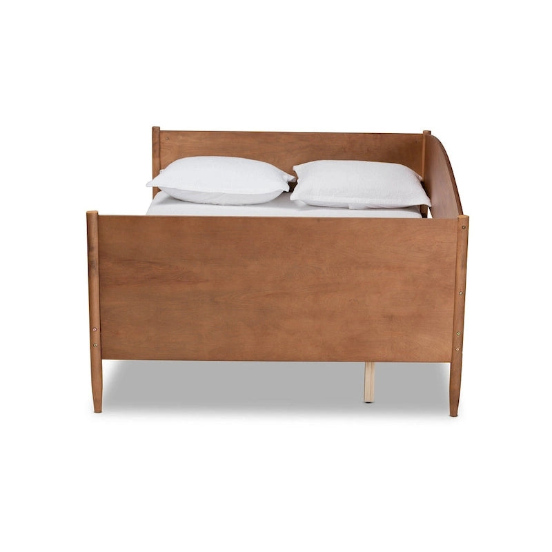 Mid-Century Modern Ash Walnut Finished Wood Full Size Daybed