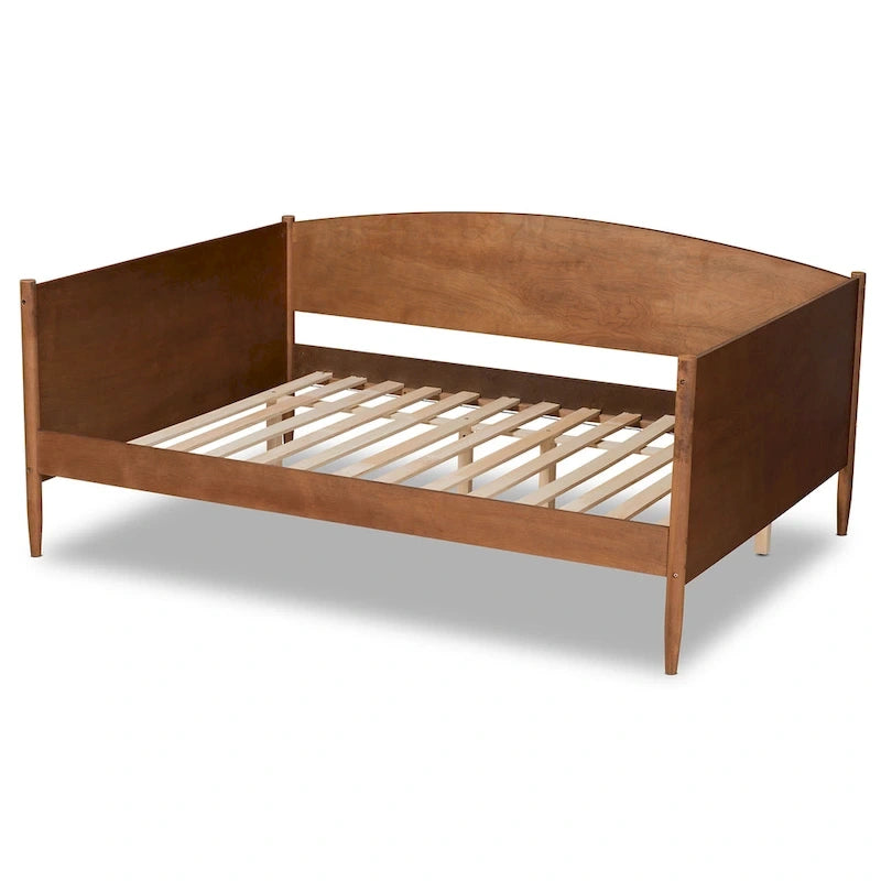 Mid-Century Modern Ash Walnut Finished Wood Full Size Daybed