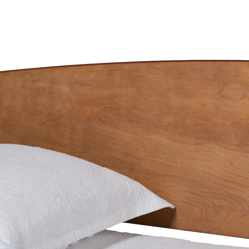 Mid-Century Modern Ash Walnut Finished Wood Full Size Daybed