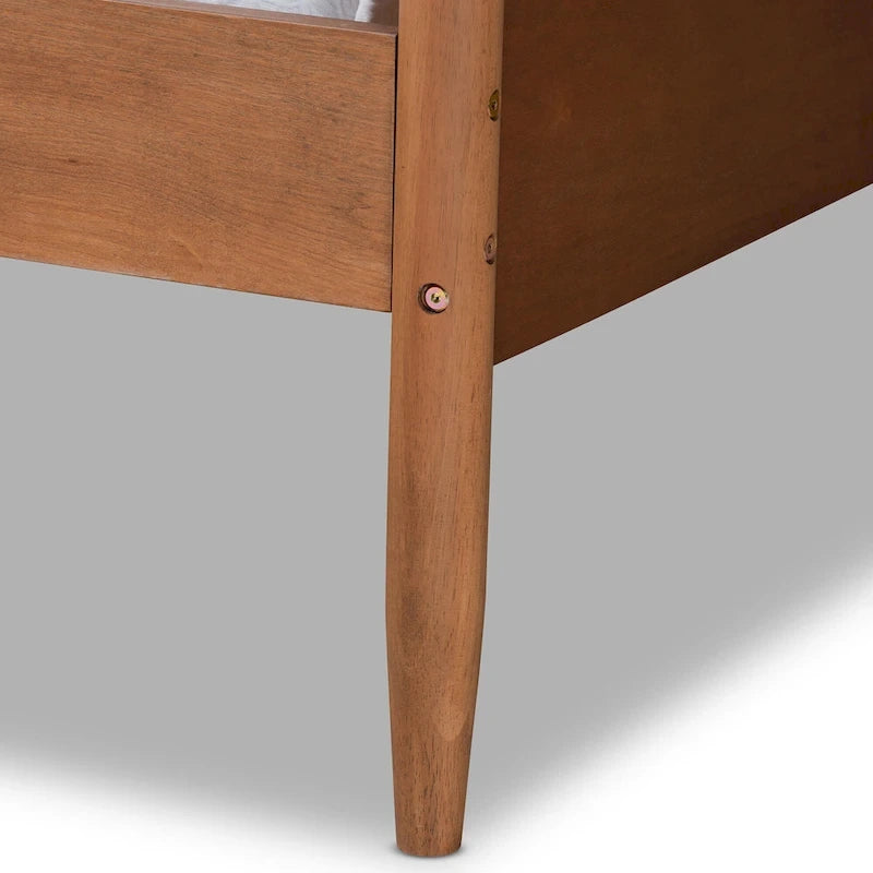 Mid-Century Modern Ash Walnut Finished Wood Full Size Daybed
