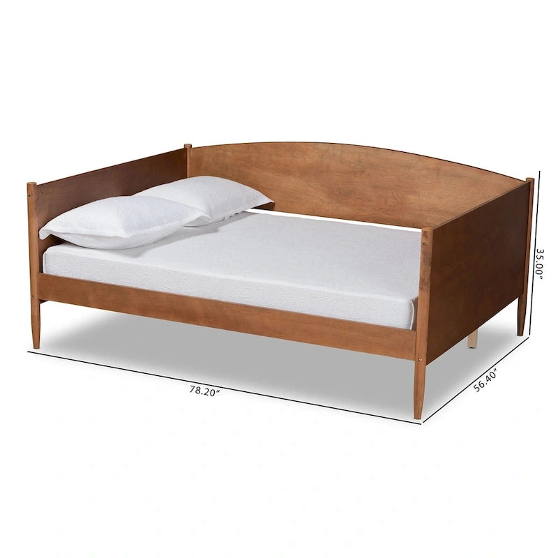 Mid-Century Modern Ash Walnut Finished Wood Full Size Daybed