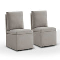 Dining Chair with Casters and Under-Seat Storage, Set of 2, Wood Frame Rolling Chair