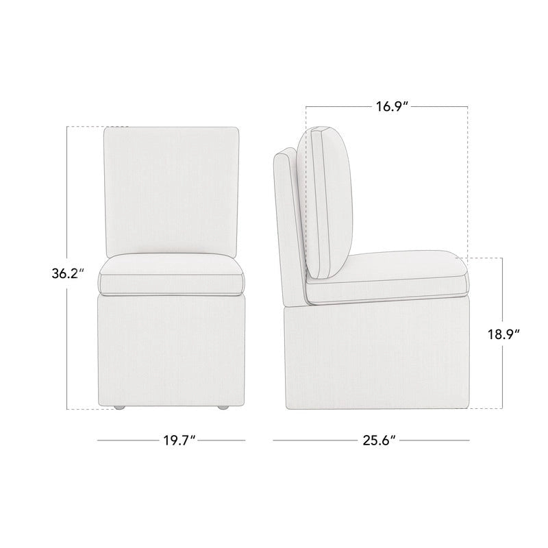 Dining Chair with Casters and Under-Seat Storage, Set of 2, Wood Frame Rolling Chair