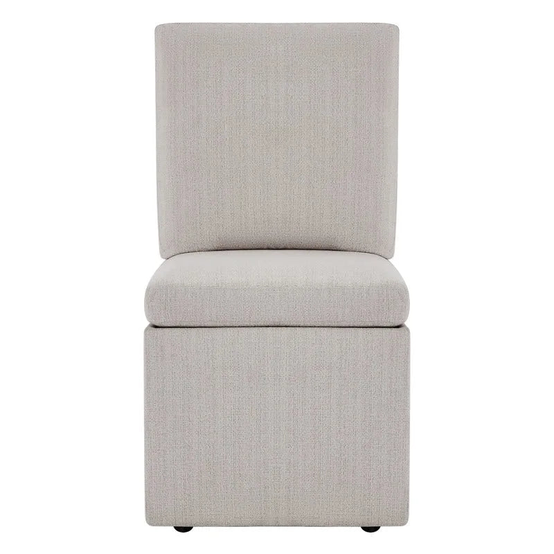 Dining Chair with Casters and Under-Seat Storage, Set of 2, Wood Frame Rolling Chair