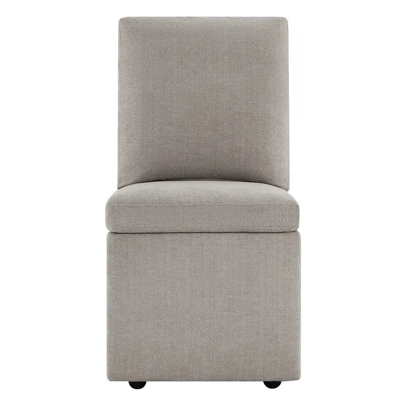 Dining Chair with Casters and Under-Seat Storage, Set of 2, Wood Frame Rolling Chair