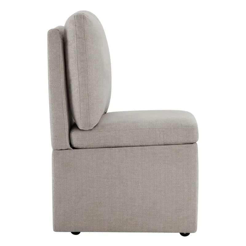 Dining Chair with Casters and Under-Seat Storage, Set of 2, Wood Frame Rolling Chair