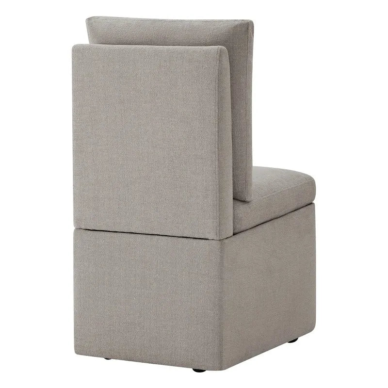 Dining Chair with Casters and Under-Seat Storage, Set of 2, Wood Frame Rolling Chair