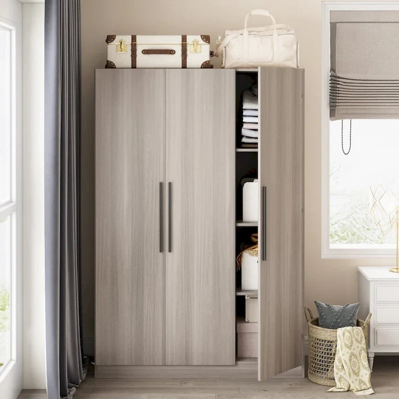 70. H x 47.2 W Wardrobe Cabinet Armoire Three Doors In White Closet