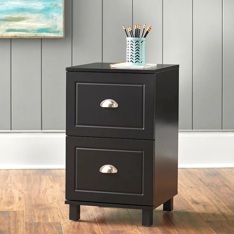 2-Drawer Filing Cabinet, Letter-Size, Modern Design with Rich Finish and Silver Hardware
