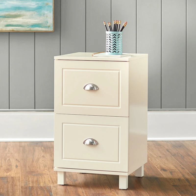 2-Drawer Filing Cabinet, Letter-Size, Modern Design with Rich Finish and Silver Hardware