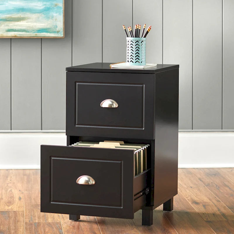 2-Drawer Filing Cabinet, Letter-Size, Modern Design with Rich Finish and Silver Hardware