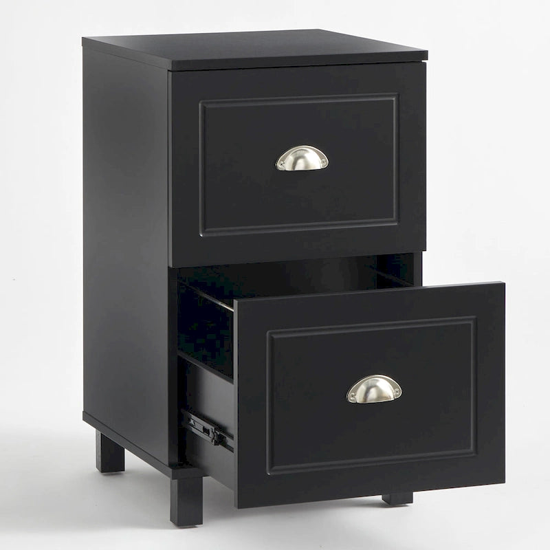 2-Drawer Filing Cabinet, Letter-Size, Modern Design with Rich Finish and Silver Hardware