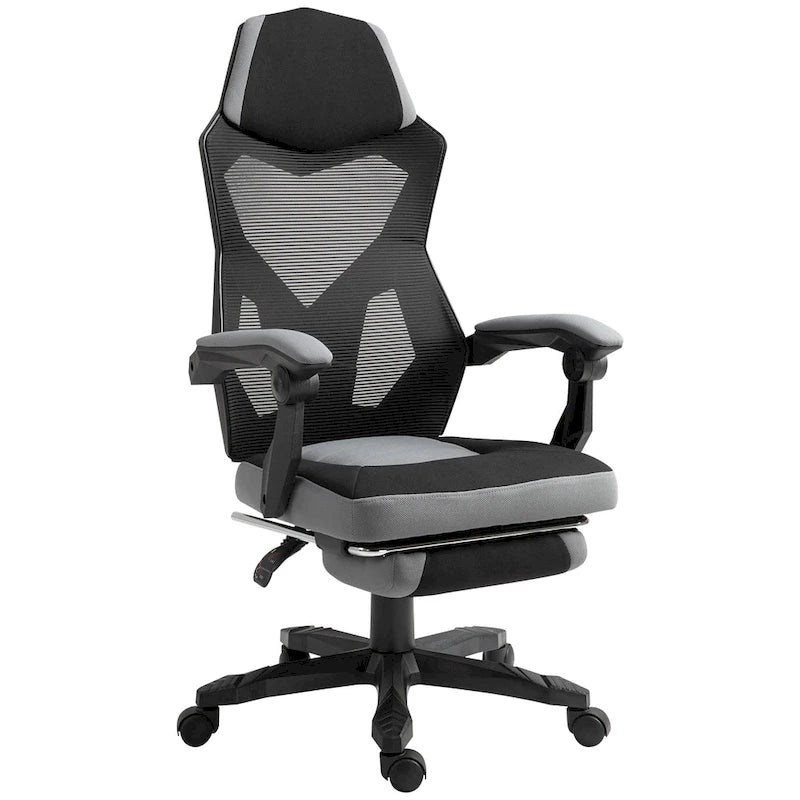 Adjustable Home Office Recliner Chair with Retractable Footrest, Mesh Back, 135° Recline