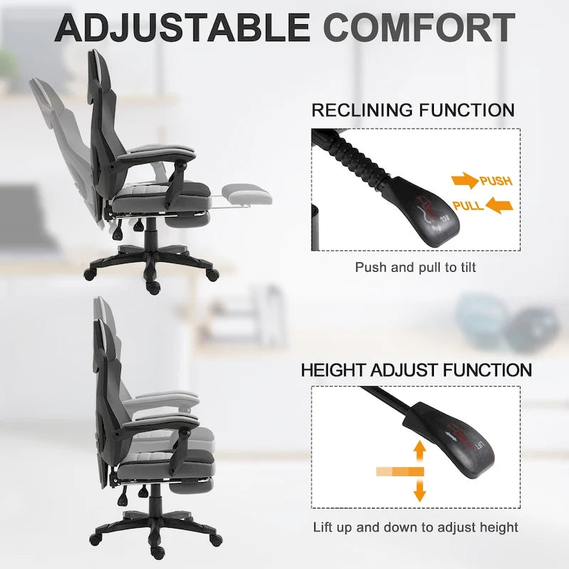 Adjustable Home Office Recliner Chair with Retractable Footrest, Mesh Back, 135° Recline