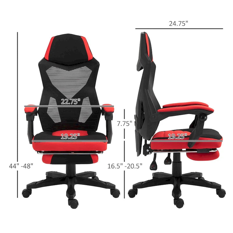 Adjustable Home Office Recliner Chair with Retractable Footrest, Mesh Back, 135° Recline