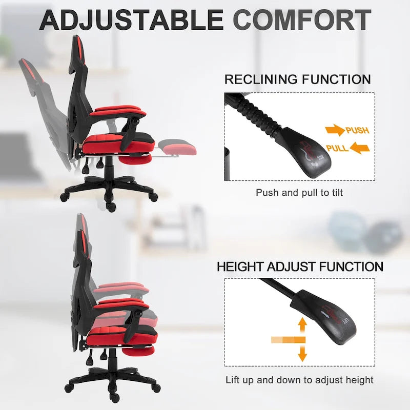 Adjustable Home Office Recliner Chair with Retractable Footrest, Mesh Back, 135° Recline