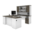 71 Inch U or L-Shaped Executive Desk with Hutch, File Drawers, USB Ports and Wire Management