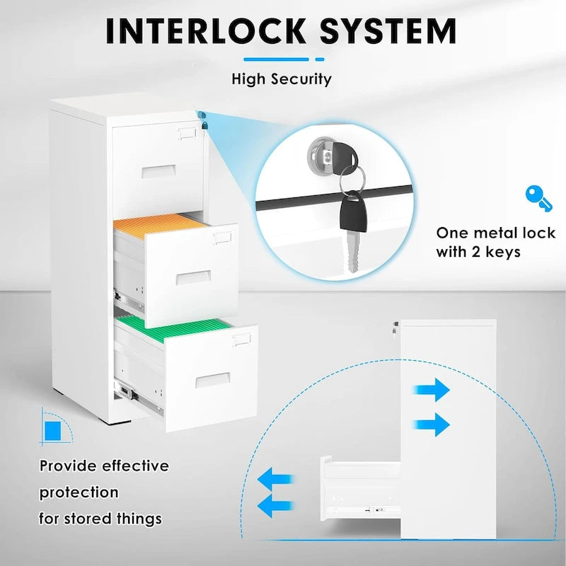 3 Drawer Metal Locking File Cabinet for Home Office