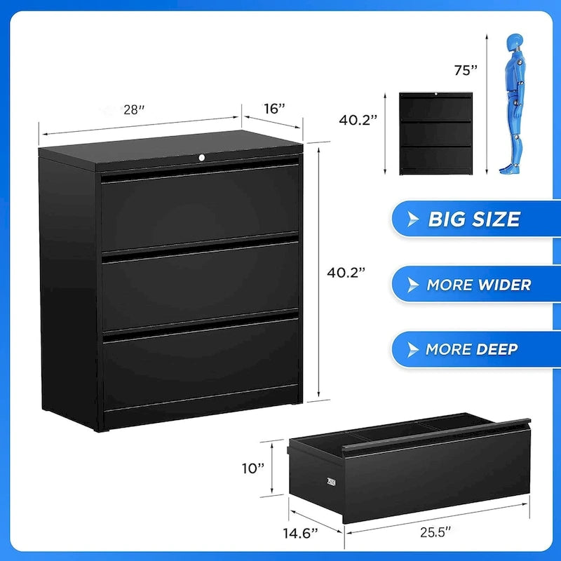3 Drawer Metal Locking File Cabinet for Home Office