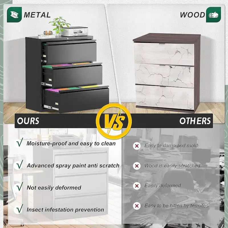 3 Drawer Metal Locking File Cabinet for Home Office