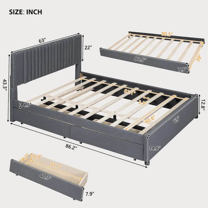 Queen Size Bed with Twin XL Size Trundle