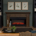 75 Inch Landscape Electric Fireplace with Wood Mantel, 6 Flame Colors, Heats up to 1000 Sq Ft