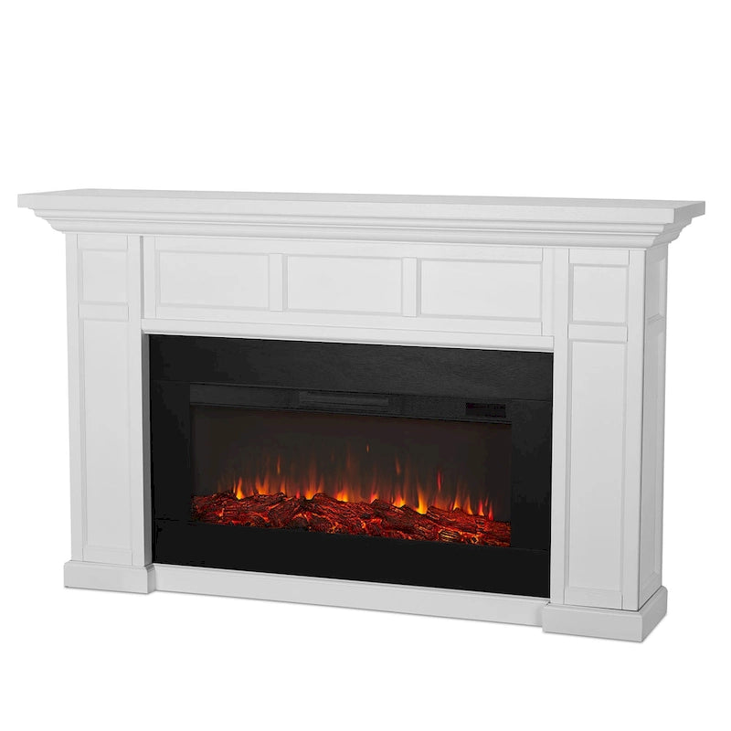 75 Inch Landscape Electric Fireplace with Wood Mantel, 6 Flame Colors, Heats up to 1000 Sq Ft