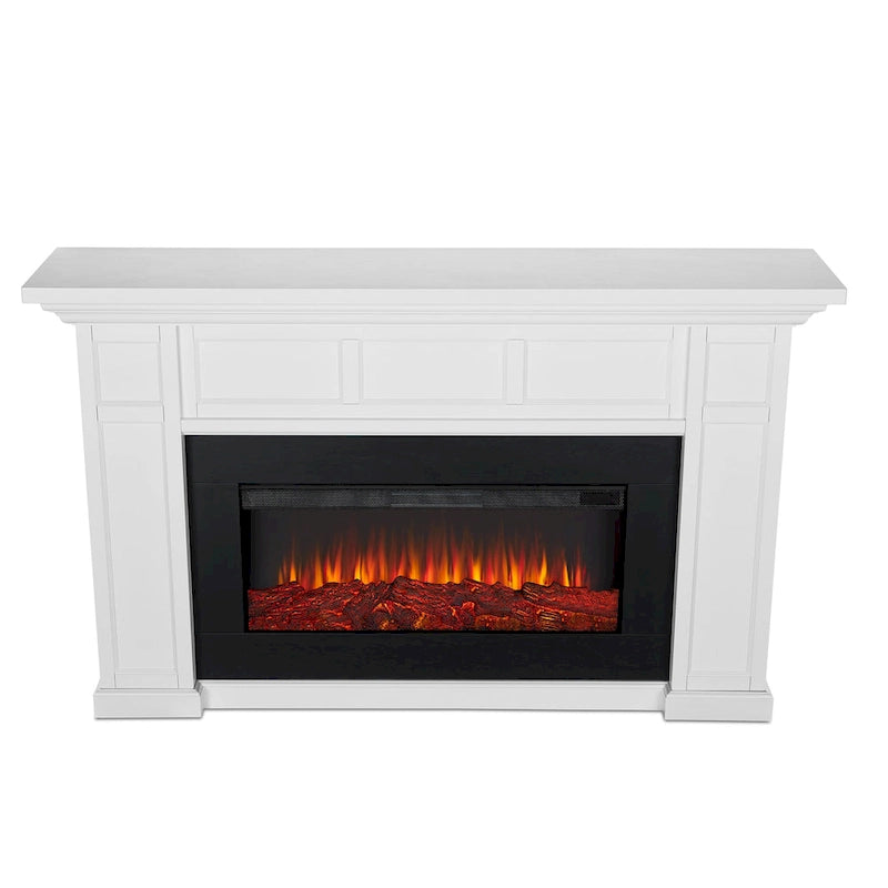75 Inch Landscape Electric Fireplace with Wood Mantel, 6 Flame Colors, Heats up to 1000 Sq Ft