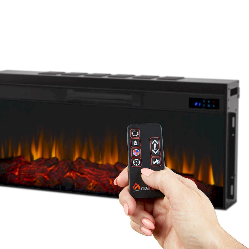 75 Inch Landscape Electric Fireplace with Wood Mantel, 6 Flame Colors, Heats up to 1000 Sq Ft