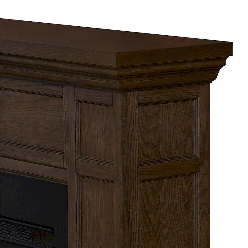 75 Inch Landscape Electric Fireplace with Wood Mantel, 6 Flame Colors, Heats up to 1000 Sq Ft