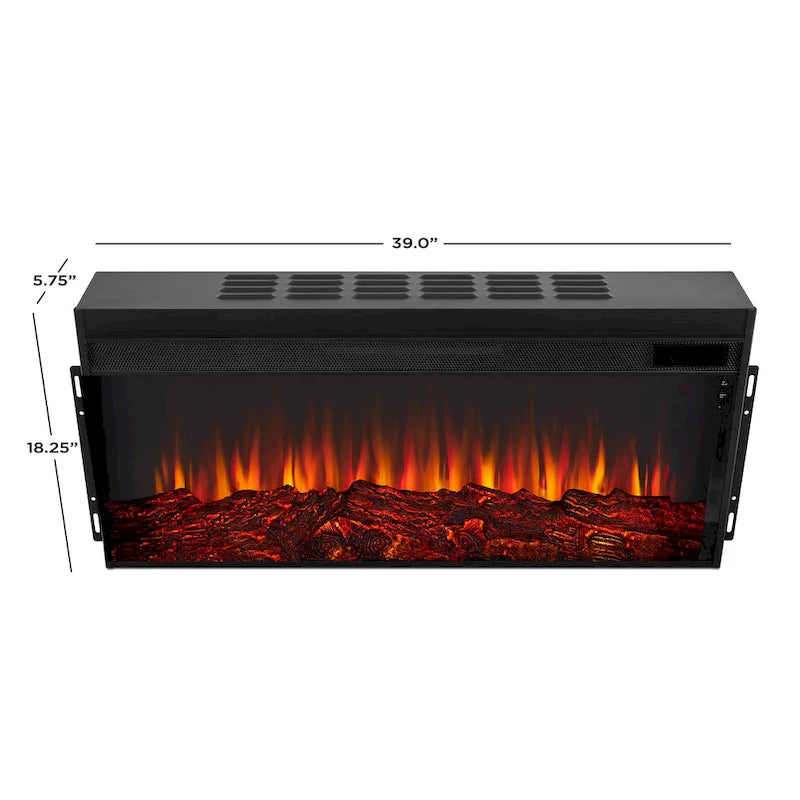 75 Inch Landscape Electric Fireplace with Wood Mantel, 6 Flame Colors, Heats up to 1000 Sq Ft