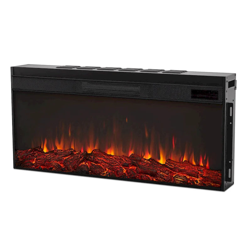 75 Inch Landscape Electric Fireplace with Wood Mantel, 6 Flame Colors, Heats up to 1000 Sq Ft