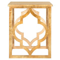Quatrefoil Open Frame End Table with Silver Leaf Finish, Modern Accent Side Table