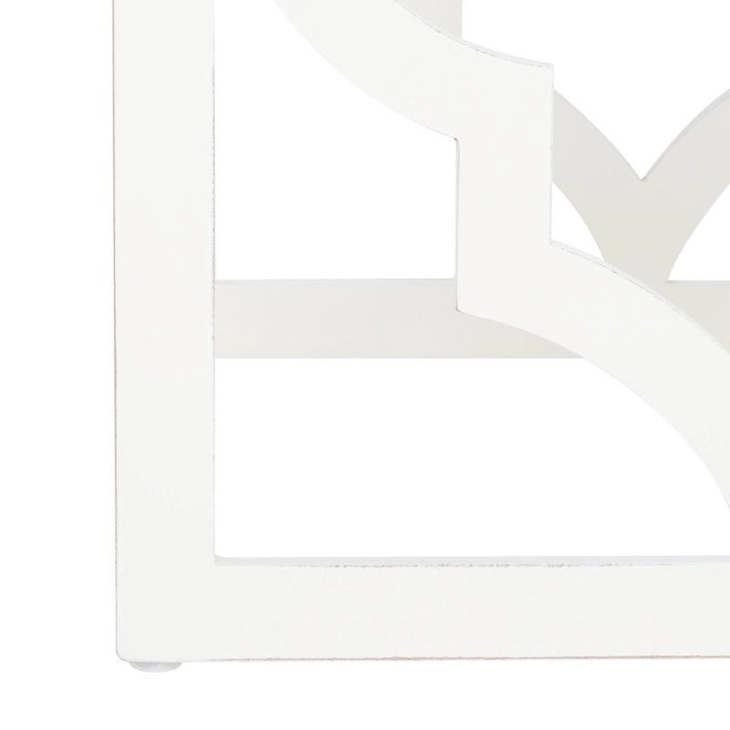 Quatrefoil Open Frame End Table with Silver Leaf Finish, Modern Accent Side Table