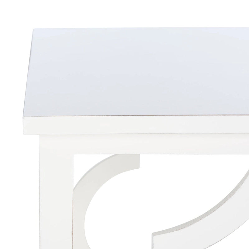 Quatrefoil Open Frame End Table with Silver Leaf Finish, Modern Accent Side Table