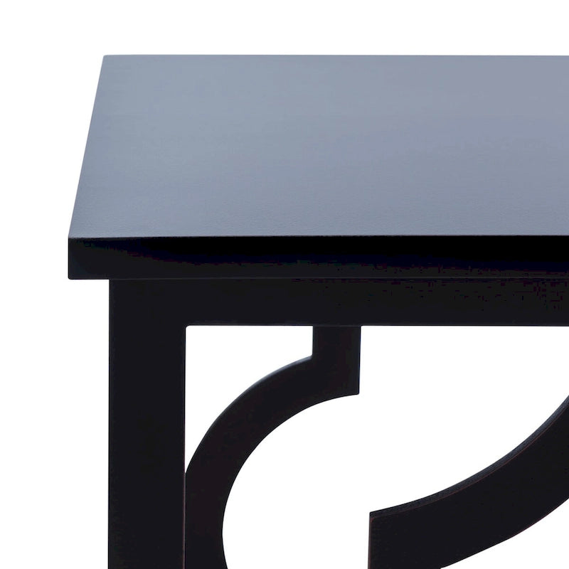 Quatrefoil Open Frame End Table with Silver Leaf Finish, Modern Accent Side Table