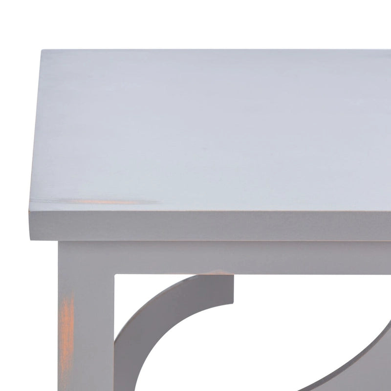 Quatrefoil Open Frame End Table with Silver Leaf Finish, Modern Accent Side Table