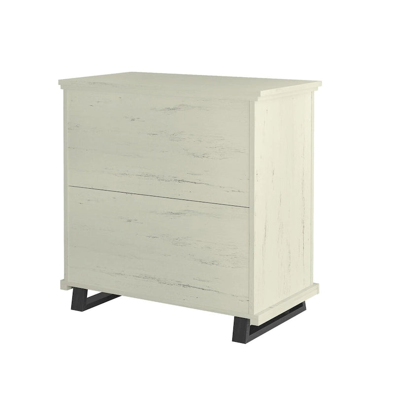 3-Drawer Nightstand with Elevated Metal Legs, Set of 2, Weathered Finish Bedroom Storage