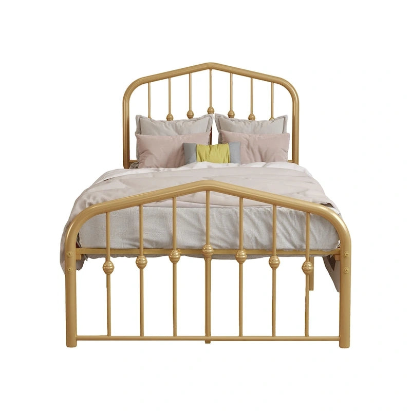 Platform Metal Bed Frame with Headboard, Iron Slat Support and 12-Inch Under-Bed Storage, Twin/Full/Queen