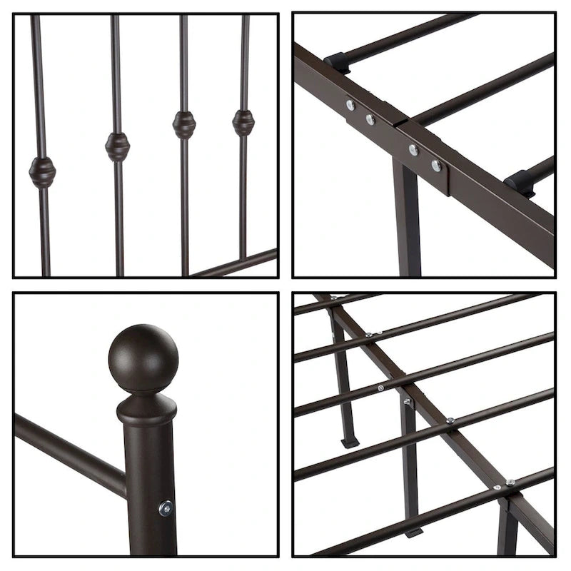 Platform Metal Bed Frame with Headboard, Iron Slat Support and 12-Inch Under-Bed Storage, Twin/Full/Queen