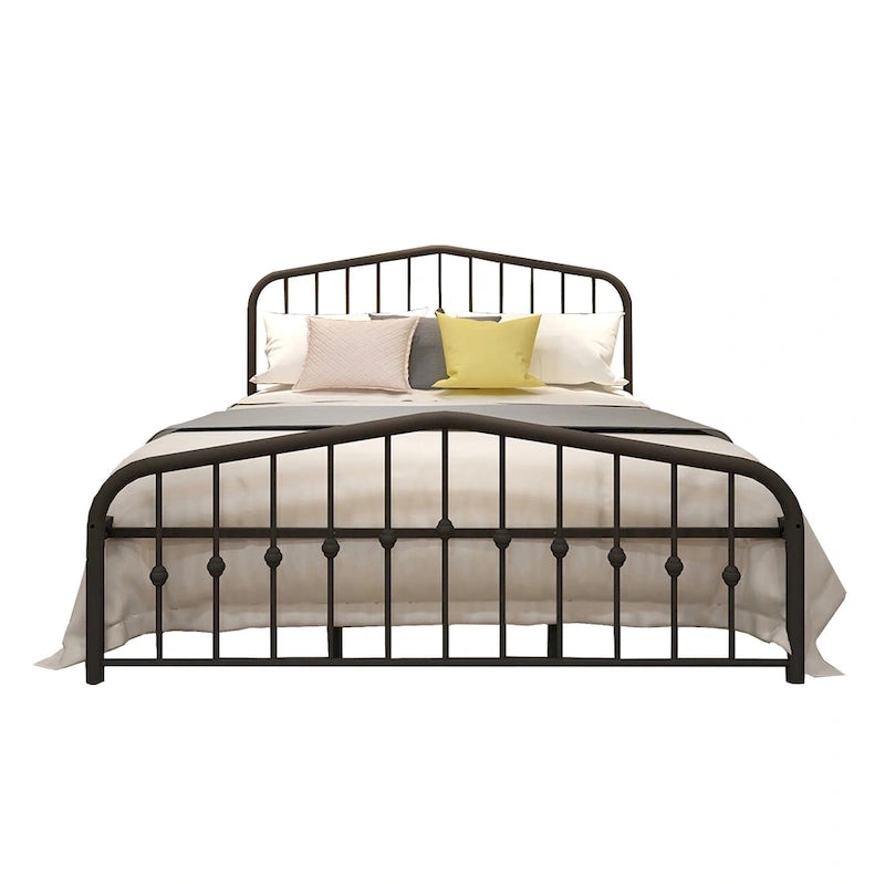 Platform Metal Bed Frame with Headboard, Iron Slat Support and 12-Inch Under-Bed Storage, Twin/Full/Queen