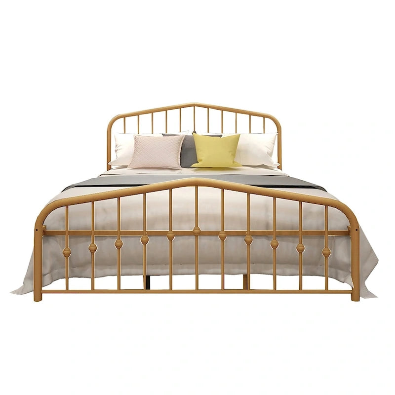 Platform Metal Bed Frame with Headboard, Iron Slat Support and 12-Inch Under-Bed Storage, Twin/Full/Queen