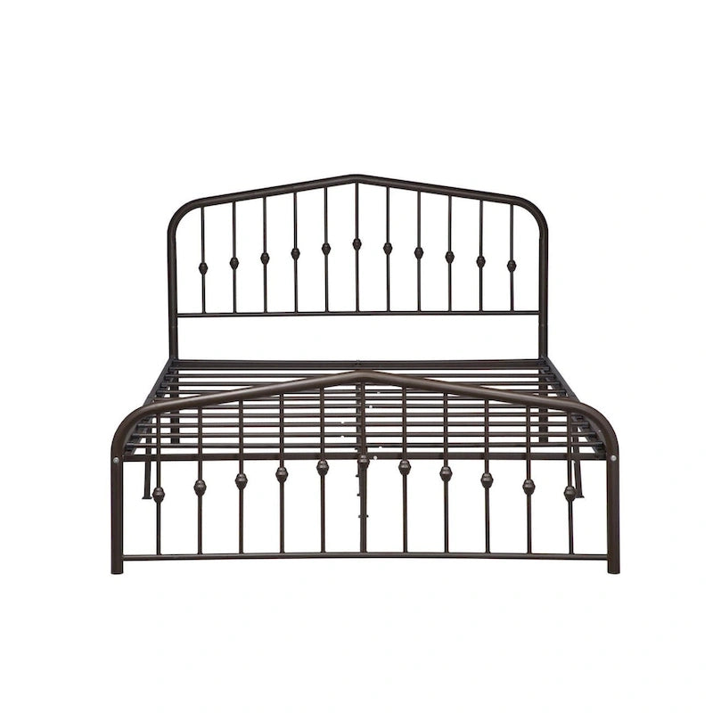 Platform Metal Bed Frame with Headboard, Iron Slat Support and 12-Inch Under-Bed Storage, Twin/Full/Queen
