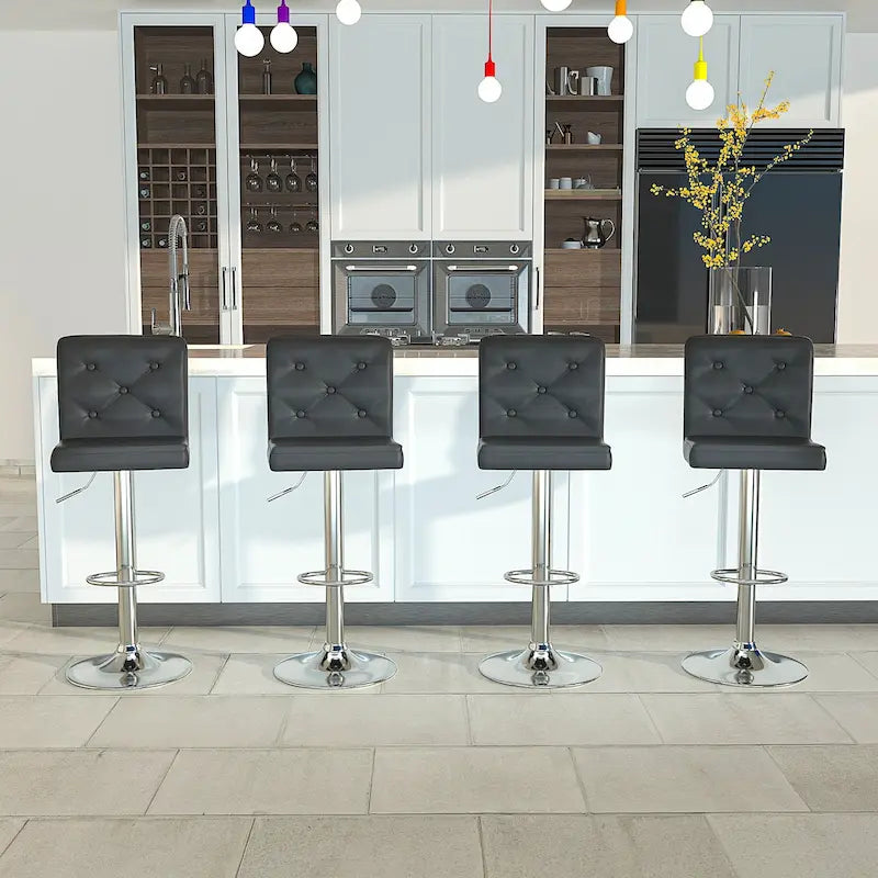 Set of 4 Adjustable Swivel Counter Height Bar Stools with Back and Footrest