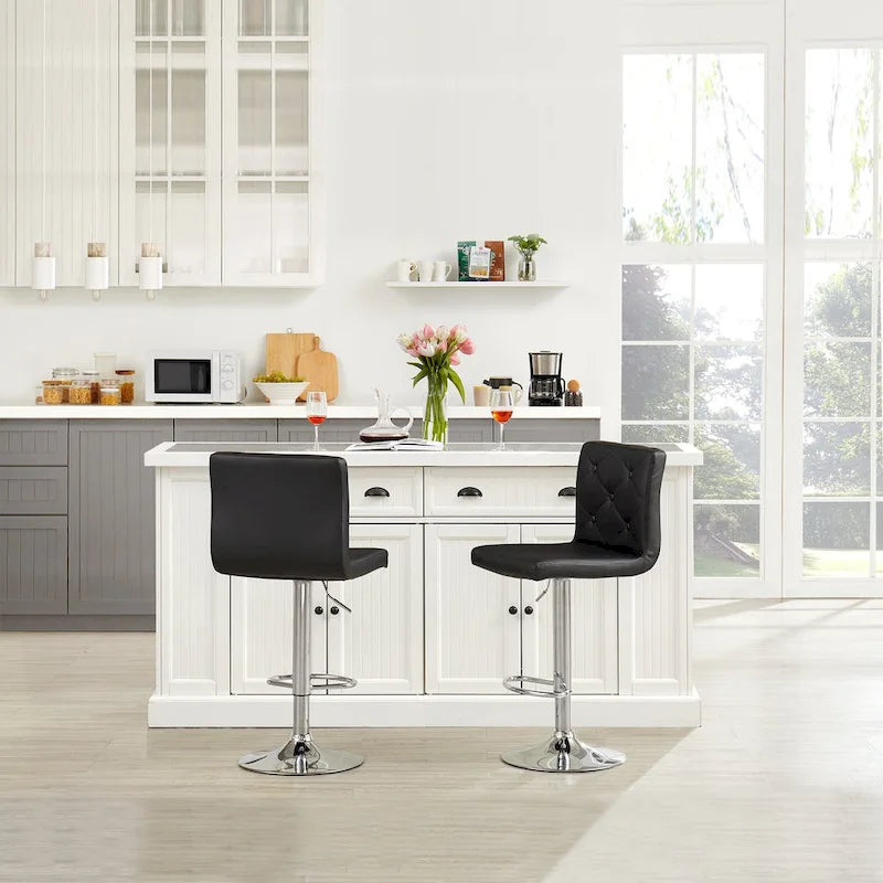 Set of 4 Adjustable Swivel Counter Height Bar Stools with Back and Footrest