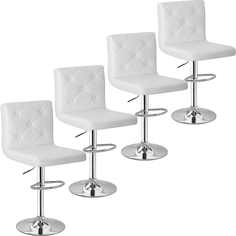 Set of 4 Adjustable Swivel Counter Height Bar Stools with Back and Footrest
